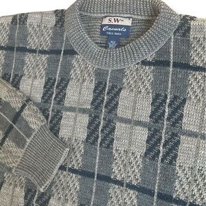 Vintage SW Casuals Sweater Tall Man XLT Multicolor Plaid Old Money Grandpa Y2K